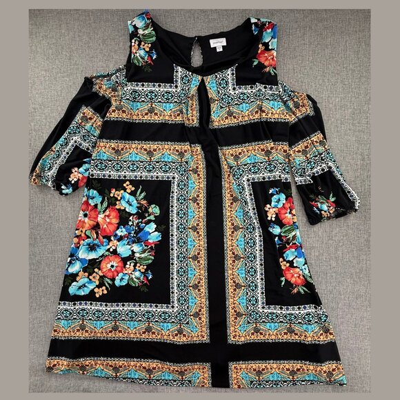 Avenue Shift Dress  Cold Shoulder Plus18 Floral Stretchy - Picture 1 of 12